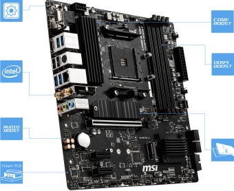 Материнская плата Socket AM4 MSI B550M PRO-VDH (B550) 4*DDR4 2*PCI-Ex1 1*PCI-Ex16 SATA M.2 HDMI DP V