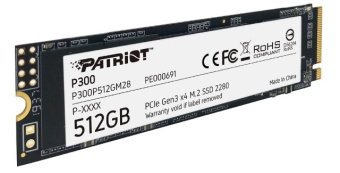 Накопитель SSD M.2 512Gb Patriot P300P512GM28 (PCI-E 3.0 x4, 1700/1200 Мбайт/сек)