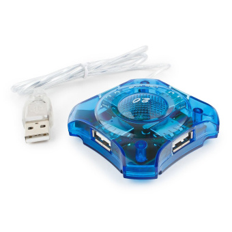 Концентратор USB-A - 4-port USB2.0, Gembird UHB-C224, прозр.корпус, блистер