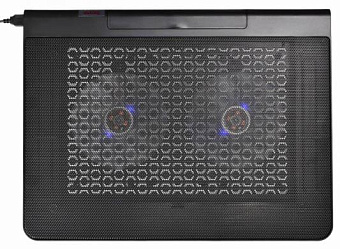 Подставка для ноутбука 17" BURO-LCP170-B214 (Blue LED, 2х1400об/мин, 23дБ, USB) черный
