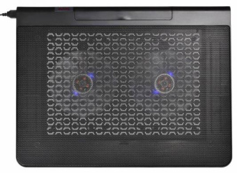 Подставка для ноутбука 17" BURO-LCP170-B214 (Blue LED, 2х1400об/мин, 23дБ, USB) черный