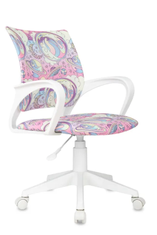 Кресло Бюрократ BUROKIDS 1 W (ткань, без мех. качания, крест. пластик, до 120 кг) Мультиколор, луна розовая