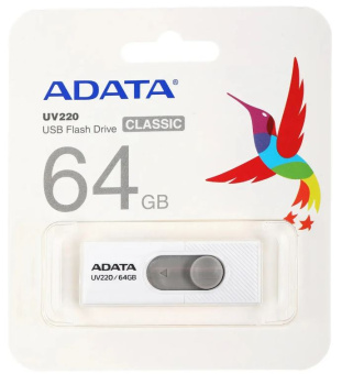 Флешка .64Gb ADATA [UV220]  USB белый/серый