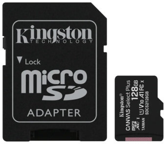 Карта памяти microSD 128Gb Kingston microSDHC Class 10 Canvas Select Plus + адаптер