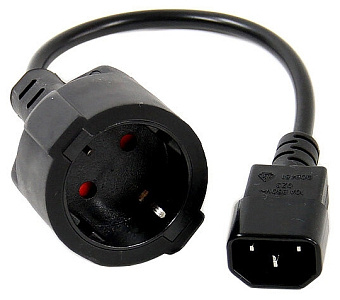 Кабель питания 220V Euro - C14, VCOM CE002-CU0.75-0.15M, черный