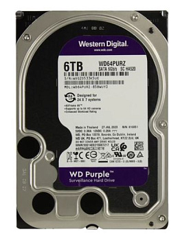 Жесткий диск SATA 6Tb WD Purple 5400rpm 256Mb SATA-3