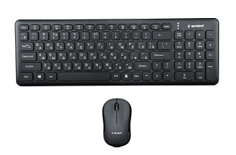 Комплект беспроводной (клавиатура+мышь) Gembird KBS-9200 Wireless (полноразмерная, низкий профиль, до 10м) USB Black