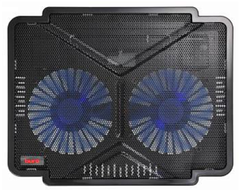 Подставка для ноутбука 14" BURO LCP140 (металл. сетка, 2*1000 об/мин, 22дБ, LED-подсветка) Black
