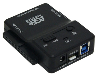 Кабель-переходник USB-A (m) 3.0 < - > SATA/IDE, AgeStar 3FBCP1 (2.5"/3.5" HDD, блок питания) Black
