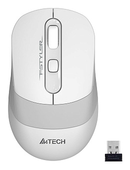 Мышь беспроводная A4Tech Fstyler FG10S 2000dpi бесшумная серый/белый