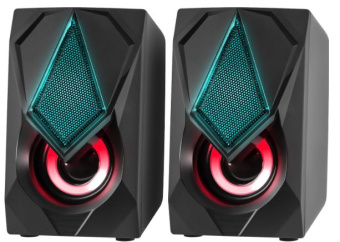 Акустическая система Defender Solar 1 (2x3W, подсветка, питание от USB) черный