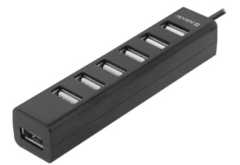 Концентратор USB-A - 7-port USB2.0, Defender Quadro Swift, кабель 0.6м, черный