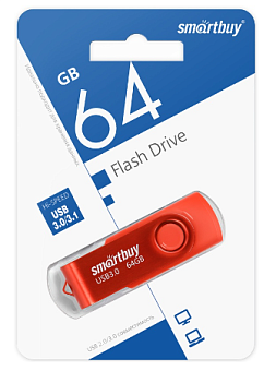 Флешка .64Gb SmartBuy Twist USB3.0 красный