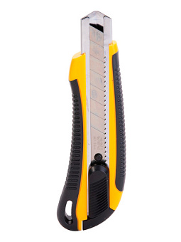 Нож Deli E2064 шир.лез.18мм фиксатор усиленный сталь ассорти блистер