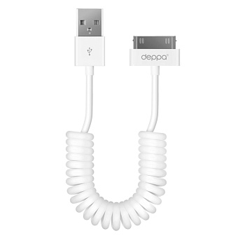 Кабель USB2.0 - > Apple 30-pin, 1.5м, Deppa, витой, белый