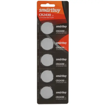 Элемент питания CR2430, 3V, 1шт, Smartbuy CR2430