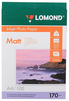 Бумага Lomond [A4] матовая 2х сторонняя, 170гр/м2, 100л