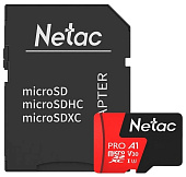 Карта памяти microSD .64Gb Netac P500 Extreme Pro Class 10, 100MB/s, с SD адаптером