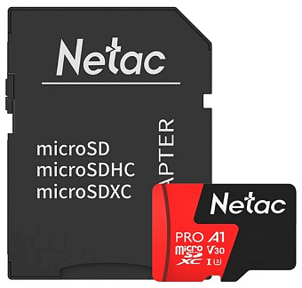 Карта памяти microSD .64Gb Netac P500 Extreme Pro Class 10, 100MB/s, с SD адаптером