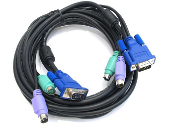 Кабель для переключателей (2xPS/2M+VGA15M-->VGA15M) 3.0м  D-Link DKVM-CB3/B1A