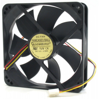 Вентилятор для корпуса 120mm Gembird FANCASE3/BALL (3pin, 120x120x25мм, 26дБ, 2500об/мин, подшипник)