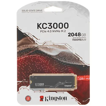 Накопитель SSD M.2 2Tb Kingston KC3000 Series (PCI-E 4.0 x4, 7000/7000 Мбайт/сек, 1600 TBW)