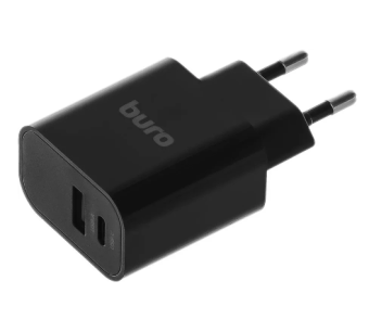 Сетевое зарядное устройство Buro BUWD1 18W USB-A USB-C Black