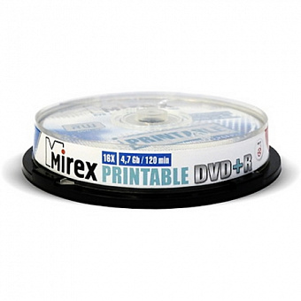 Диск DVD+R 4,7Gb Mirex 16x Cake Box (10шт.) Printable