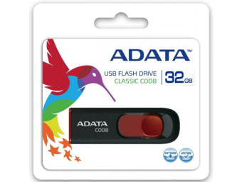 Флешка .32Gb ADATA [C008] USB черный/красный