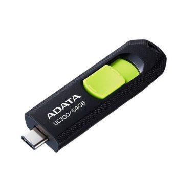 Флешка 64Gb ADATA UC300, USB 3.2 Type-C, черный/зеленый