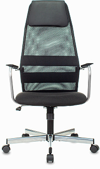 Кресло Бюрократ KB-5M (сетка/ткань, с подголов., мех. качания, ручки и крестовина хром, до 120 кг) Черный