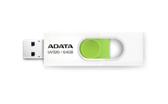 Флешка 64Gb A-DATA UV320, USB 3.2, белый/зеленый