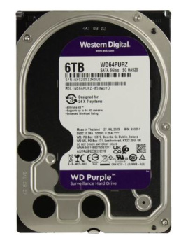 Жесткий диск SATA .6Tb WD Purple 5400rpm 256Mb SATA-3