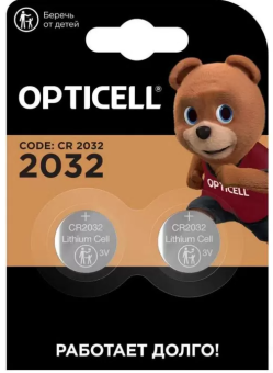 Элемент питания CR2032, 3V, 2шт, Opticell Professional 2032