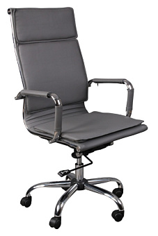 Кресло Бюрократ CH-993 (эко.кожа, мех. качания, крест. металл хром, до 120 кг) Серый