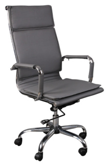 Кресло Бюрократ CH-993 (эко.кожа, мех. качания, крест. металл хром, до 120 кг) Серый