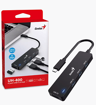 Концентратор USB-С - 4-port USB3.0, Genius UH-400 Black