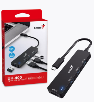 Концентратор USB-С - 4-port USB3.0, Genius UH-400 Black