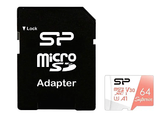 Карта памяти microSD 64Gb Silicon Power Superior CLASS 10 + адаптер SD