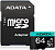 Карта памяти microSD .64Gb ADATA Premier Pro Series microSDXC Class 10 U3 V30 A2 (SD адаптер)