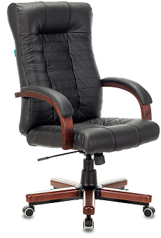 Кресло Бюрократ KB-10WALNUT (эко.кожа, мех. качания, крест. металл/дерево, до 120 кг) Черный