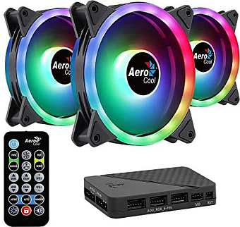 Комплект вентиляторов Aerocool Duo 12 Pro (3*120мм, ARGB-подстветка, 6-Pin, 1000 об/мин, 19.5 дБ)