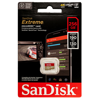 Карта памяти microSD 256Gb SanDisk EXTREME Class 10 UHS-I без SD адаптера