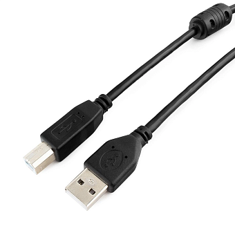 Кабель USB2.0 Am < - > Bm  4.5м, Cablexpert, экран, феррит.кольцо, прозрачный, пакет