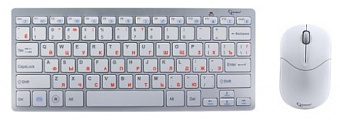 Комплект беспроводной (клавиатура+мышь) Gembird KBS-7001 Wireless (ножничный (бесшумный) механизм, красная кириллица, до 10м) белый