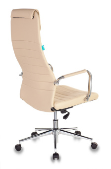 Кресло Бюрократ KB-9N (эко.кожа, мех. качания, подлокотники и крест. металл хром, до 120 кг) Бежевый