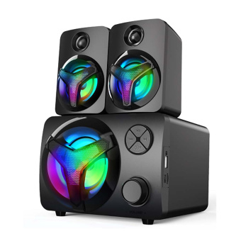 Акустическая система HIPER H-TR4(BK) FlameThrower PRO 2.1 RGB 2*3W+5W BT USB Jack 3,5 мм