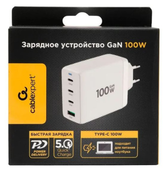 Сетевое зарядное устройство Cablexpert MP3A-PC 100W USB-C USB-A белый