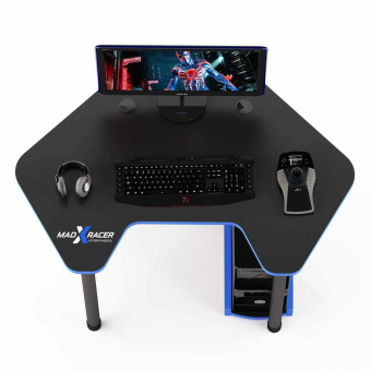 Стол компьютерный MaDXRacer PILOT GTC12 "1260х845х750" черный, кромка синяя