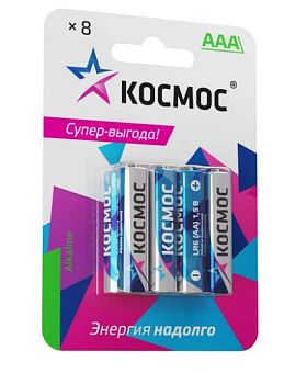 Элемент питания AAA, 1.5V,  8шт, Космос LR03